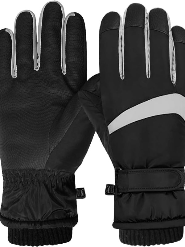 Windproof Waterproof Touchscreen Ski Gloves with Hook and Loop