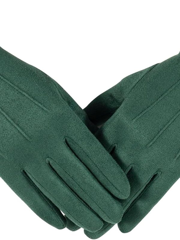 Windproof Suede Touchscreen Gloves with Plush Lining