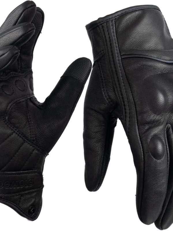 Windproof Genuine Leather Touchscreen Gloves with Anti Loss Buckle
