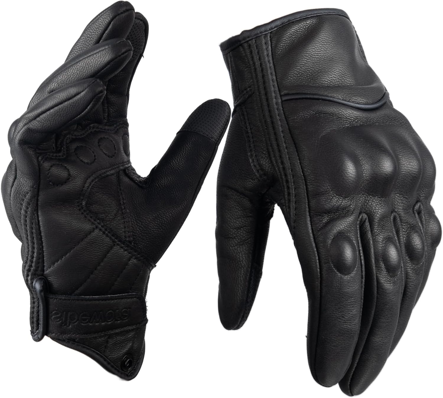 Windproof Genuine Leather Touchscreen Gloves with Anti Loss Buckle