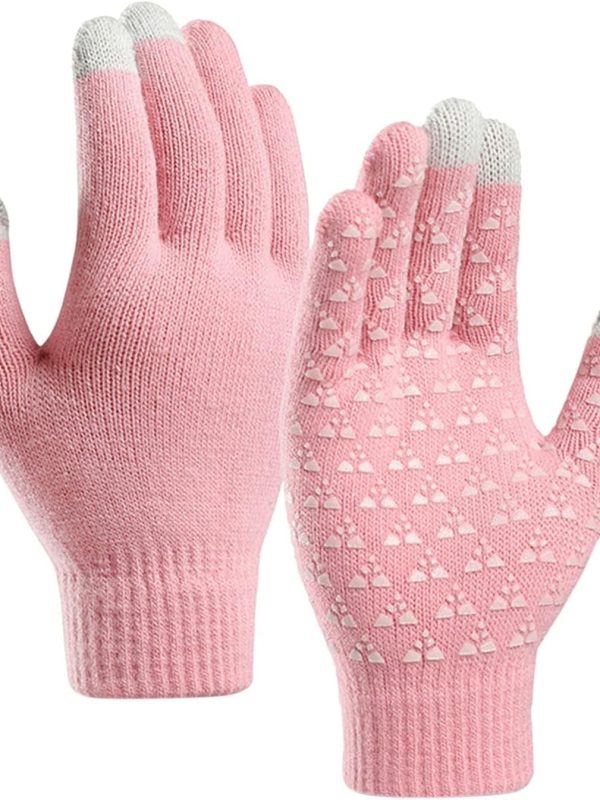 Womens Thermal Fleece Knit Gloves with Touchscreen
