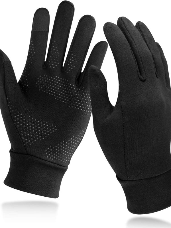Windproof Running Gloves with Conductive Fingertips and Silicone Palm