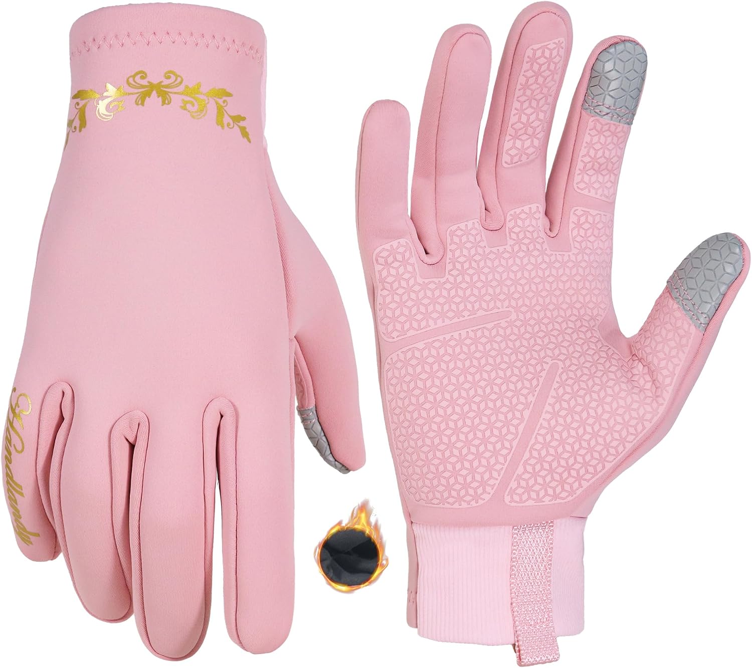 Windproof Women's Insulated Touchscreen Gloves with Silicone Grip