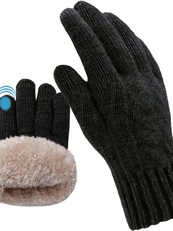 Thickened Woolen Knitted Gloves with Touchscreen