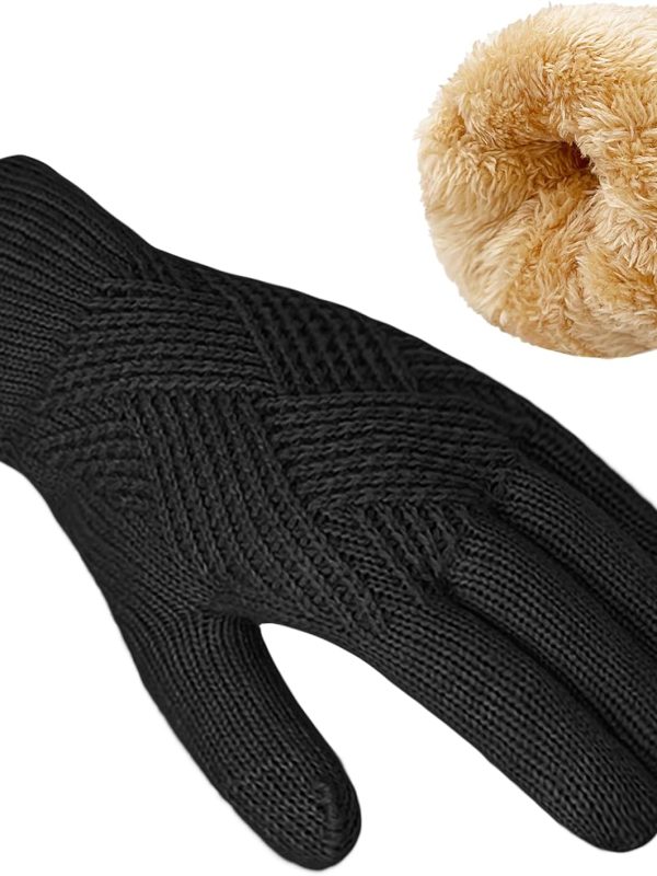 Womens Touchscreen Fleece Lined Knit Gloves