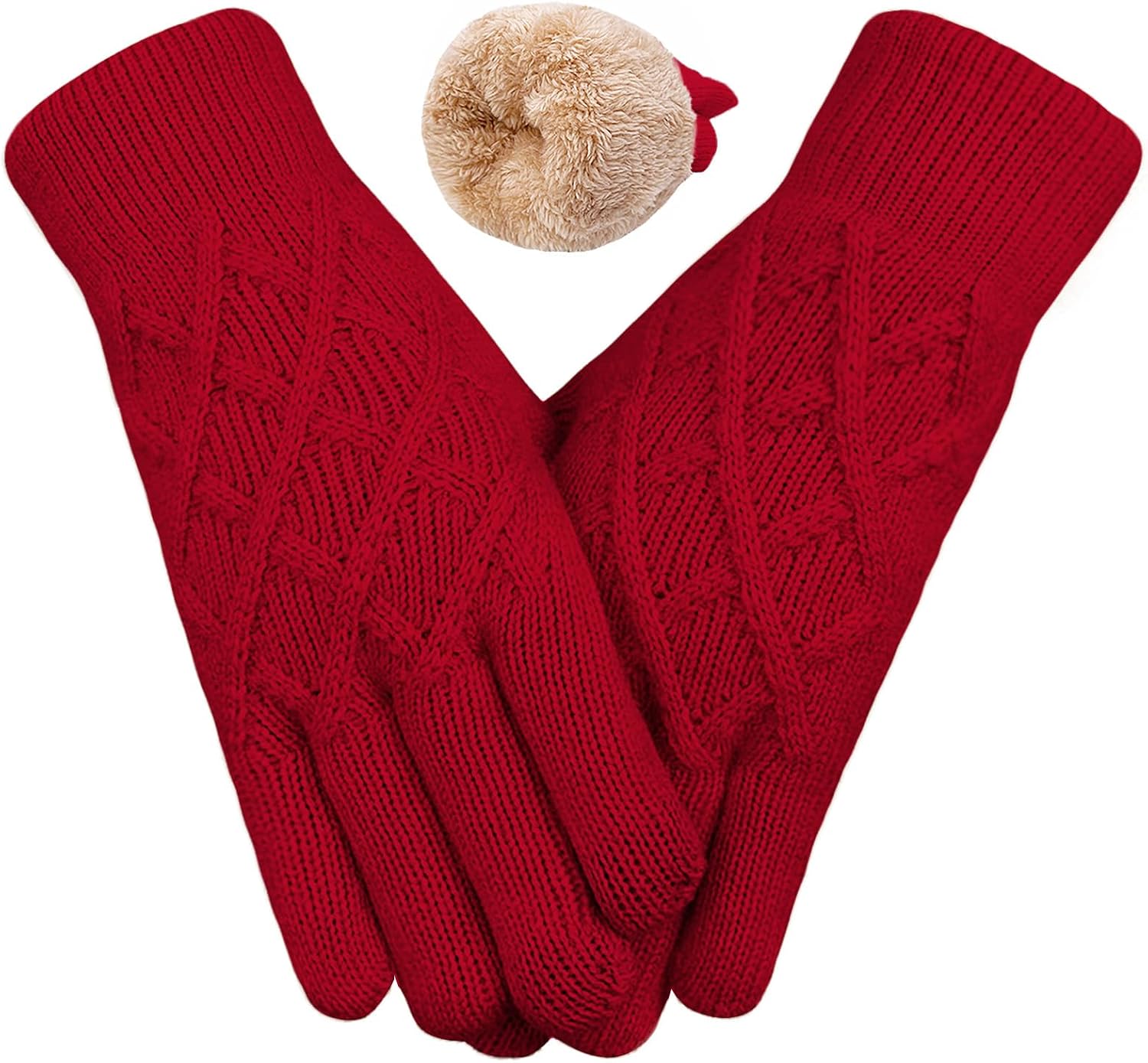 Winter Wool Gloves with Fleece Lining