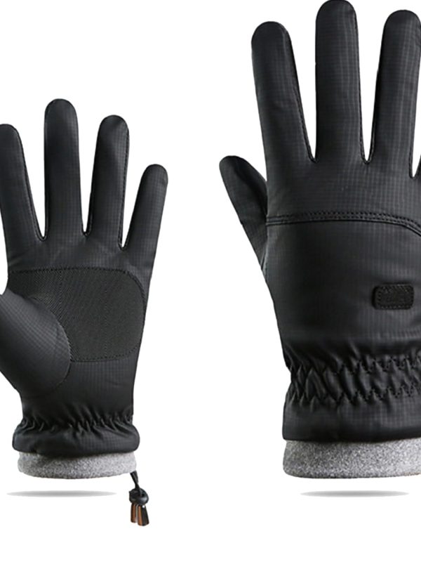 Windproof Waterproof Touchscreen Ski Gloves with Knitted Cuff