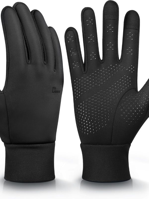 Windproof Fleece Lined Touchscreen Gloves with Silicone Palm