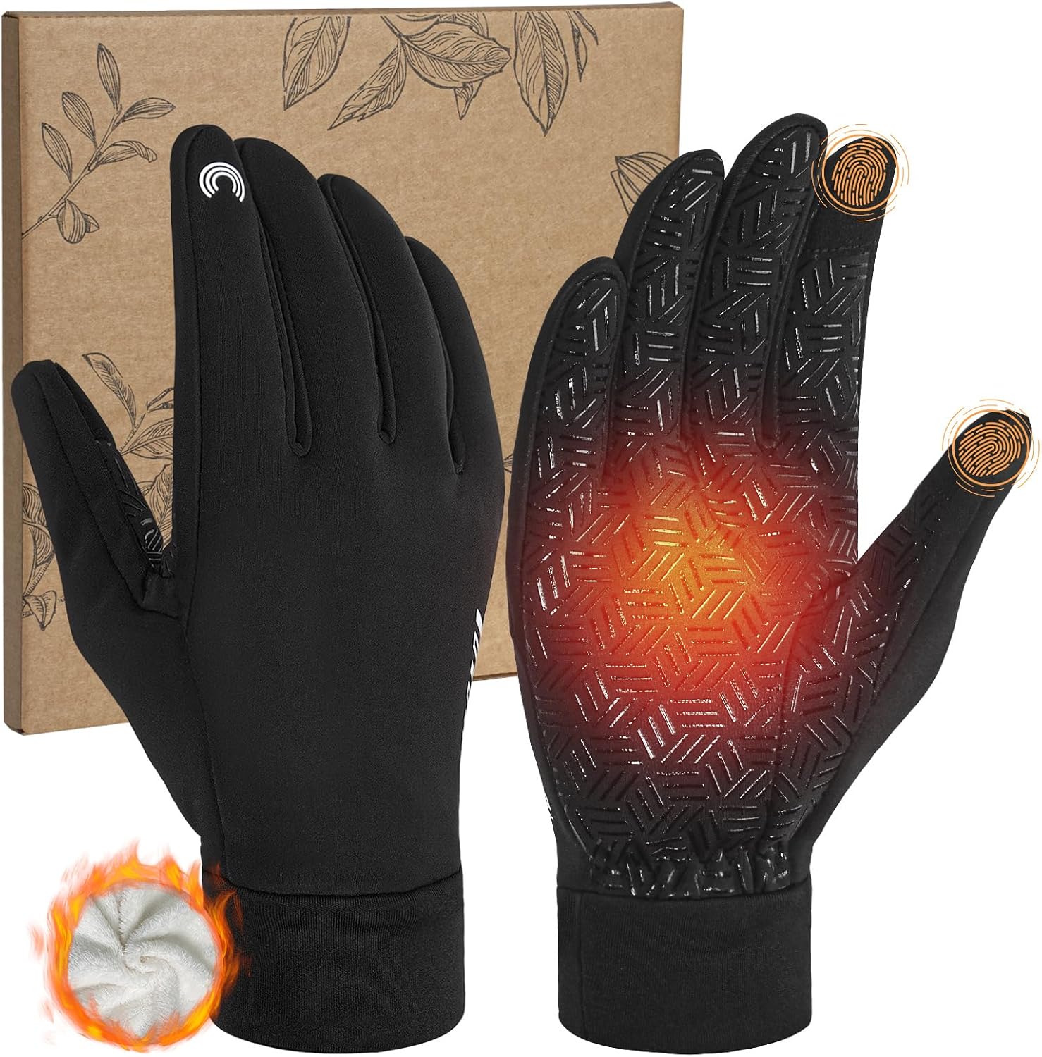 Windproof Lightweight Touchscreen Gloves with Fleece Lining
