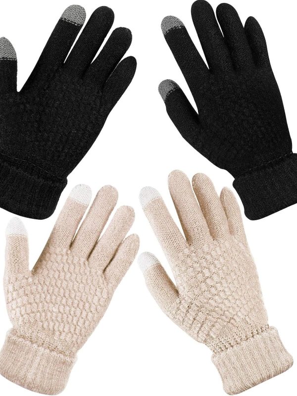 Windproof Touchscreen Gloves for Women with Chenille Lining